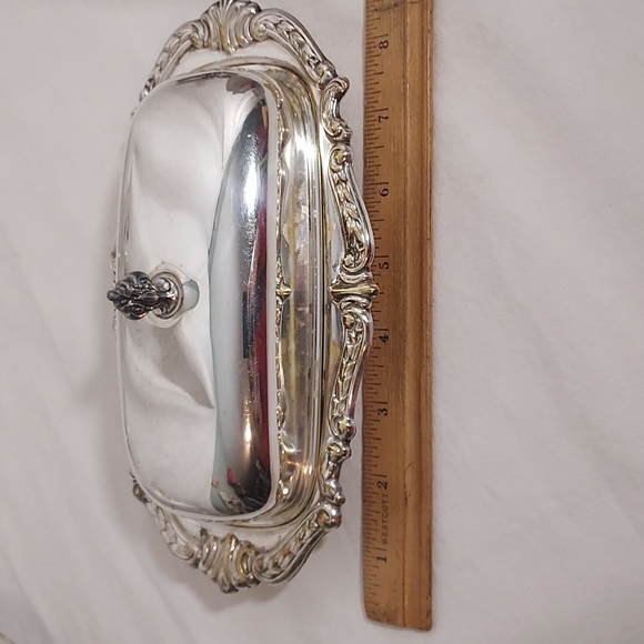 3pc Silver & glass Butter dish by Sheridan Silverplate vintage antique - Picture 11 of 15